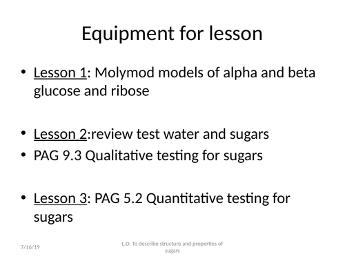 Lessons on carbohydrates mono-, di- and polysaccharides incl PAGS