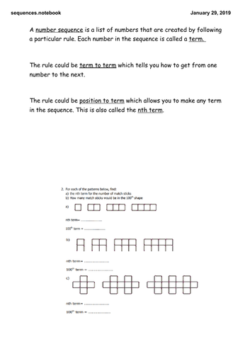 Linear sequences - finding terms moving on to finding the nth term