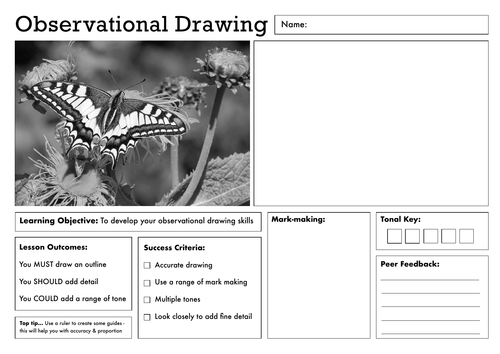 Art Lesson Worksheet - Set of 5 - KS3/ KS4