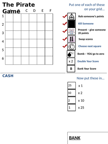 THE PIRATE GAME For Y3 4 Or KS1 Teaching Resources