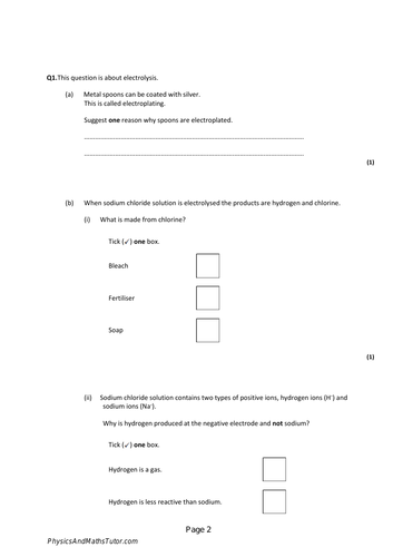 New (9-1) AQA GCSE Chemistry C5 Chemical Changes Complete Revision Summary