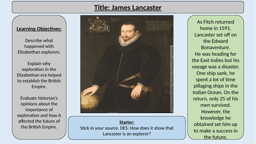 7.  James Lancaster -OCR GCE J411 9-1 The Elizabethans 1580-1603 Section 5