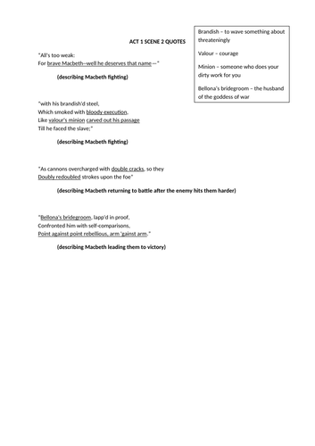 Macbeth Act 1 - Macbeth as a Hero KS4 (Act 1 Scene 2)