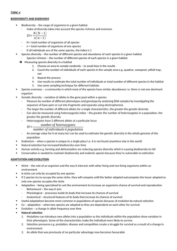 EDEXCEL SNAB TOPIC 4 REVISION NOTES