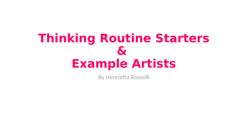 Art Thinking Rountine Starters
