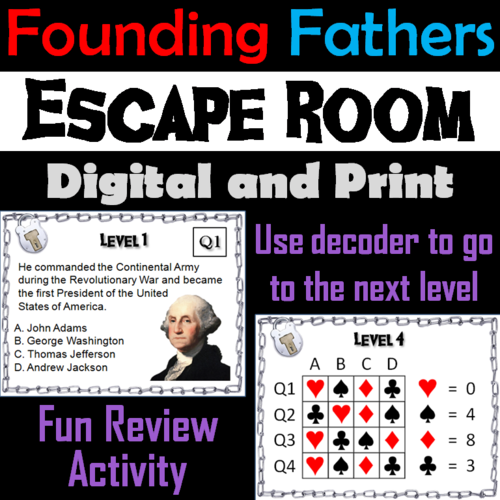 Founding Fathers Activity: Escape Room Social Studies