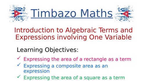Introduction to Algebraic Terms and Expressions using Area