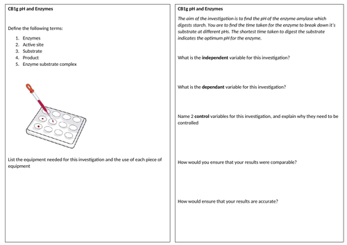 CB1g Core Practical Revision Sheet and Answers