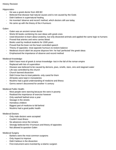 AQA GCSE History- Britain: health and the people