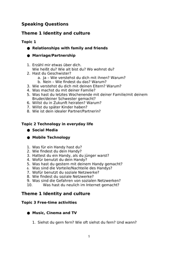 AQA German speaking practise