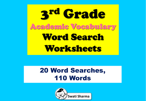 3rd Grade Academic Vocabulary, Word Search Worksheets