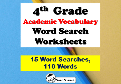 4th grade academic vocabulary word search worksheets teaching resources