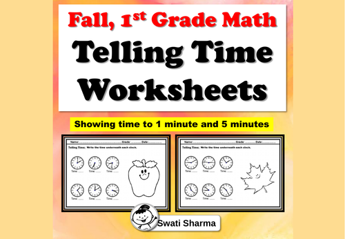 Fall, 1st Grade Math, Telling Time Worksheets
