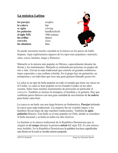 Música Latina Lectura y Cultura: (Mariachi, Salsa, Flamenco, Tango, Cueca)