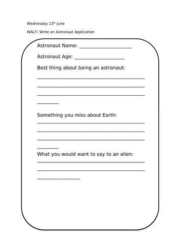 Astronaut application
