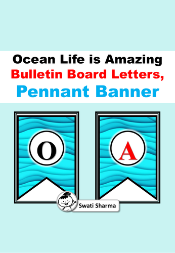 'Ocean Life is Amazing', Bulletin Board Letters, Pennant Banner