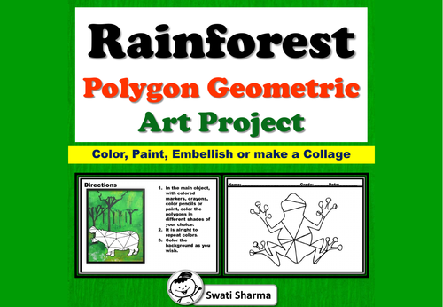 Rainforest Animals, Polygon, Geometric Art Project, Coloring Pages