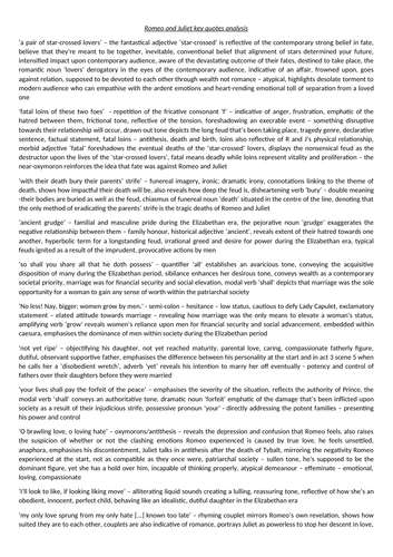 Romeo and Juliet key quotes and analysis