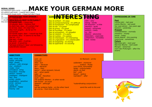 German essential learning mat