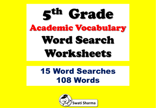 5th grade academic vocabulary word search worksheets teaching resources