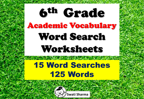 6th Grade Academic Vocabulary Word Search Worksheets