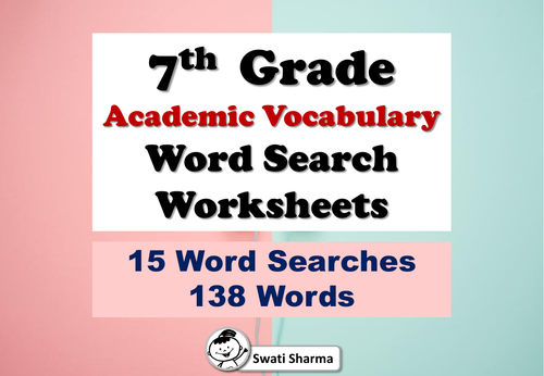7th Grade Academic Vocabulary Word Search Worksheets