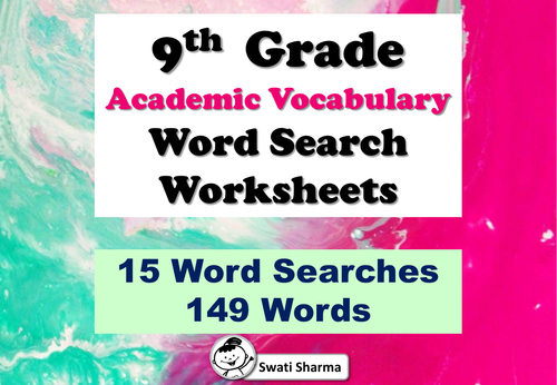 9th grade academic vocabulary word search worksheets teaching resources