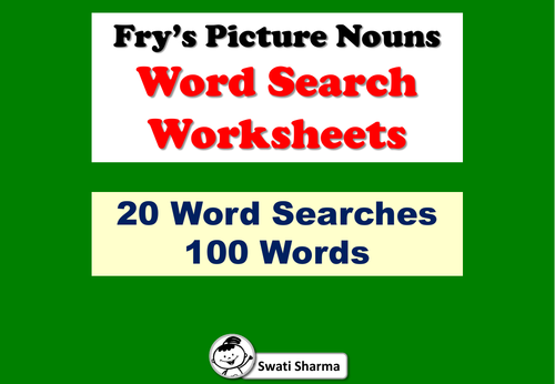 Fry’s Picture Nouns Word Search Worksheets
