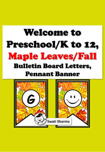 Welcome to PreK/K to 12, Maple Leaves/Fall, Bulletin Board, Pennant Bannner