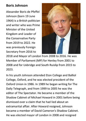 Boris Johnson Handout
