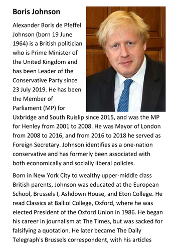 Boris Johnson Handout