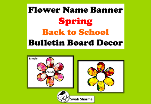 Flower Name Banner, Spring, Back to School, Bulletin Board Decor
