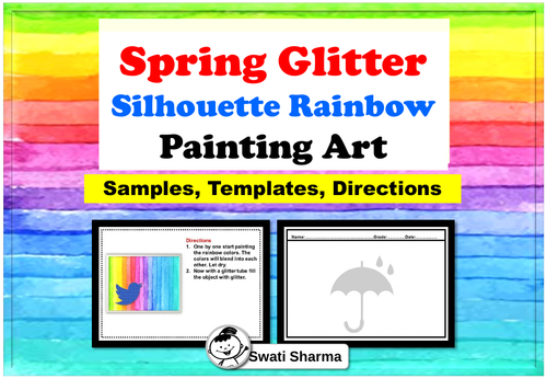 Spring Glitter Silhouette Rainbow Painting Art Project