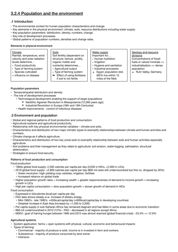 AQA A Level Population and Environment notes