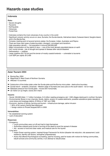 AQA A Level Geography Hazards case studies