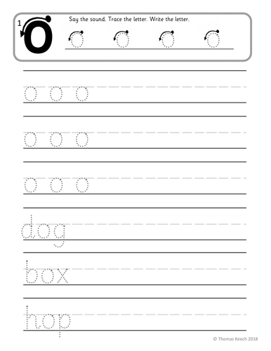 Short o Handwriting Worksheet