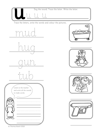 phonics worksheets letter u