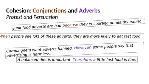 Conjunctions and adverbs for cohesion (Presentation & Exercises) - Year 5 SPAG