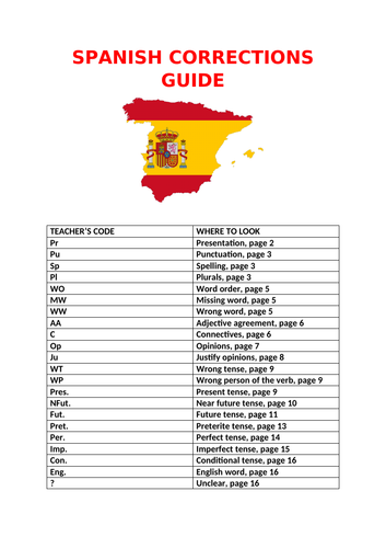 Spanish Corrections Booklet