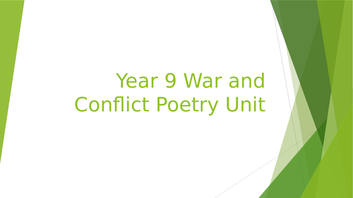 Year 9 War and Conflict Poetry | Teaching Resources