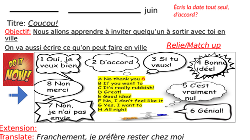 'coucou' studio 1 module 4 asking someone to go somewhere in French