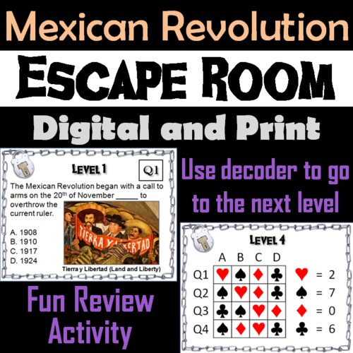 Mexican Revolution Activity: Social Studies Escape Room History