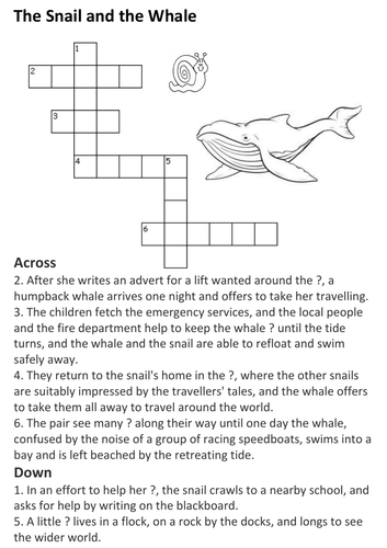 The Snail and the Whale Crossword | Teaching Resources