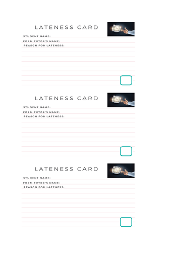 Lateness Card