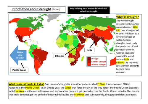 drought cause effects responses lesson geography science role play news