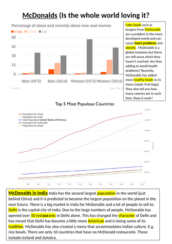 mcdonalds obesity population india china plastic environment geography science SMSC PSE RE