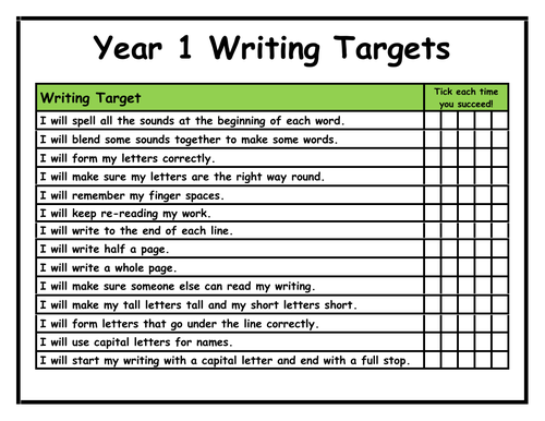 report writing targets ks1