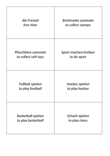 GCSE German Vocabulary Stimmt! Chapter 2 - Flashcards