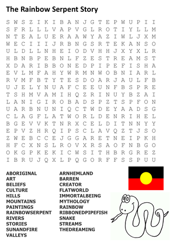 The Rainbow Serpent Story Word Search