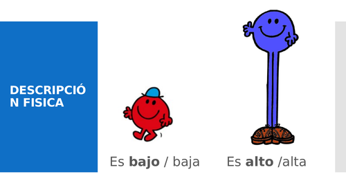 Flashcards to introduce vocab in Spanish physical descriptions